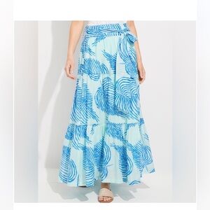 NWT Vineyard Vines Palm Frond Maxi Skirt Crystal blue. Size 12.